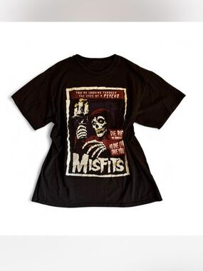 Misfits Black Graphic Tee with Skull Print